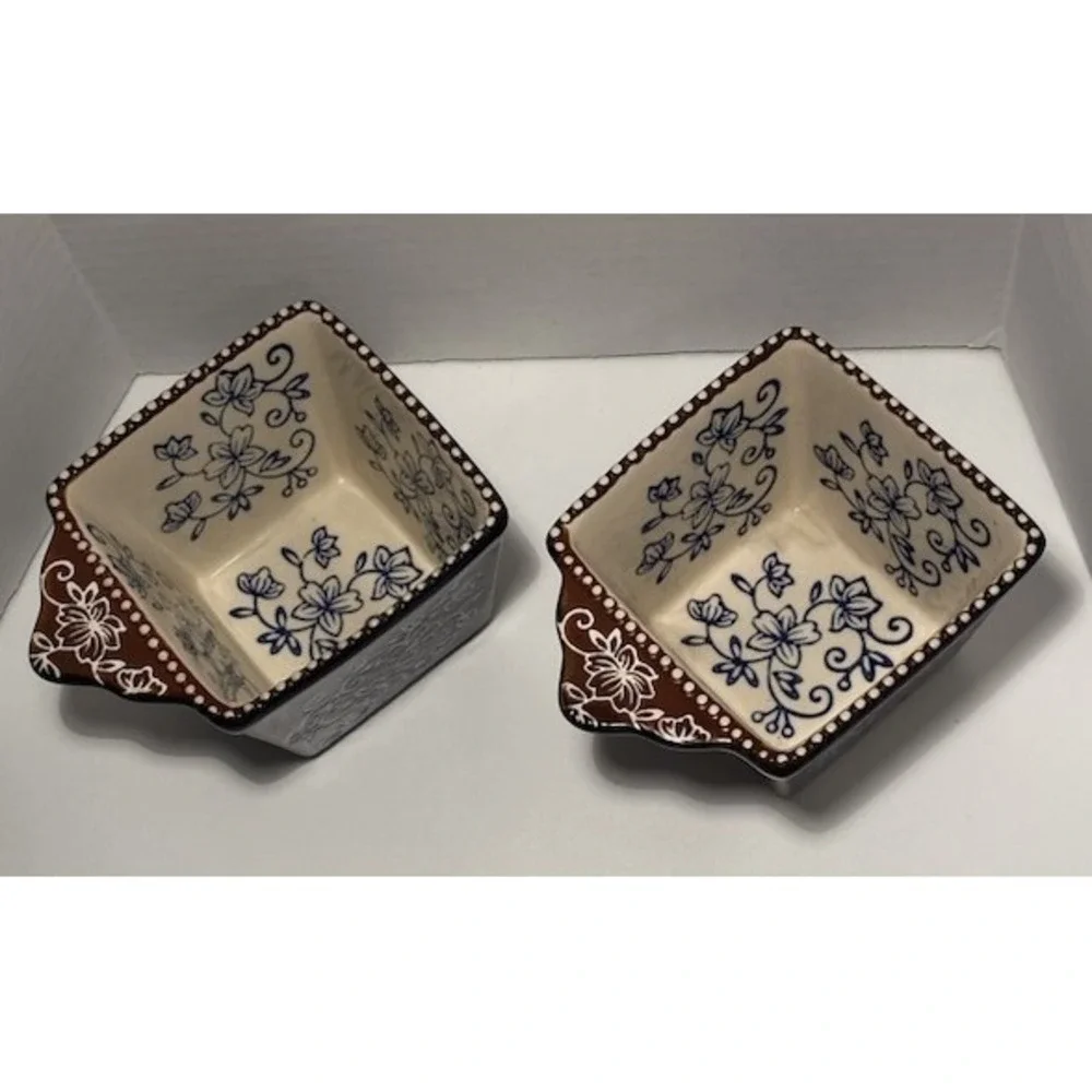 Temp-tations Old World Blue Floral Square Baking Dishes Set of‎ 2 Ovenware
